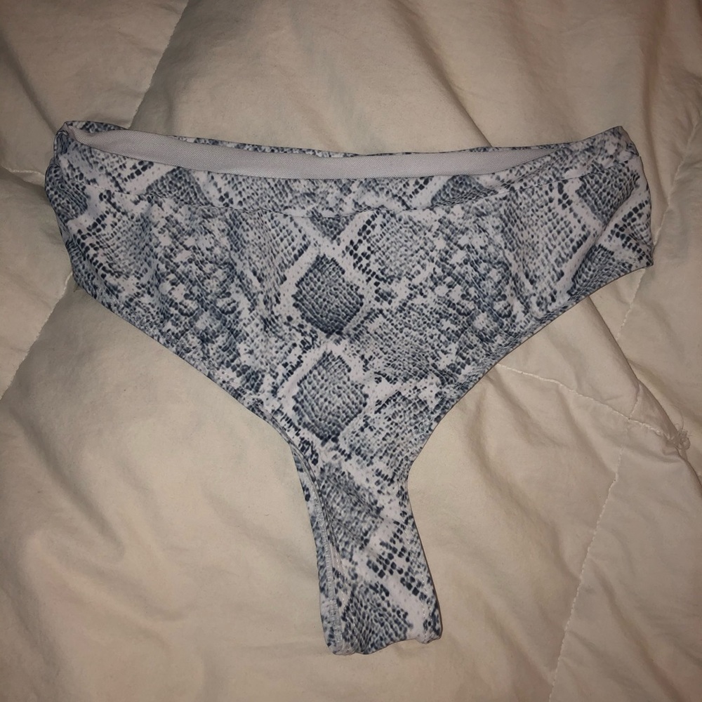 high waisted snakeskin bikini bottoms
